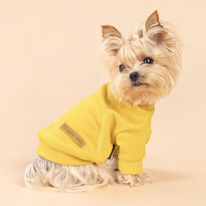 Fitwarm 3 Pack Classic Fleece Dog Sweater, Turtleneck Dog Sweatshirt, Winter Clothes for Small Dogs Boy Girl, Pet Pullover Jumper, Cat Apparel, Orange, Yellow, Coffee, XXL