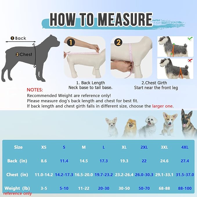 Lukovee Recovery Suit for Dogs, Zipper On Recovery Suit for Female Male Dog, Onesie Abdominal Wounds Cone E-Collar Alternative Prevent Licking Spay Recovery Suit (XL,2TPU)