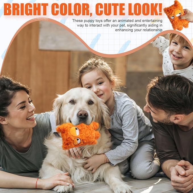 Squeaky Dog Toy, Plush Stuffed Dog Toy Keep Them Busy Tug of War Dog Chew Toy for Small Medium Large Dogs (Orange)