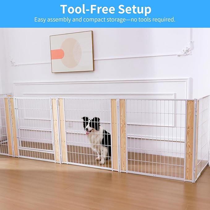 Heavy Duty Dog Playpen 32 Inch Height - Indoor Outdoor Pet Fence Enclosure for Medium and Small Dogs - Foldable Puppy Exercise Pen for Indoor and RV Camping or Yard (1 Panel, 32" H (White))