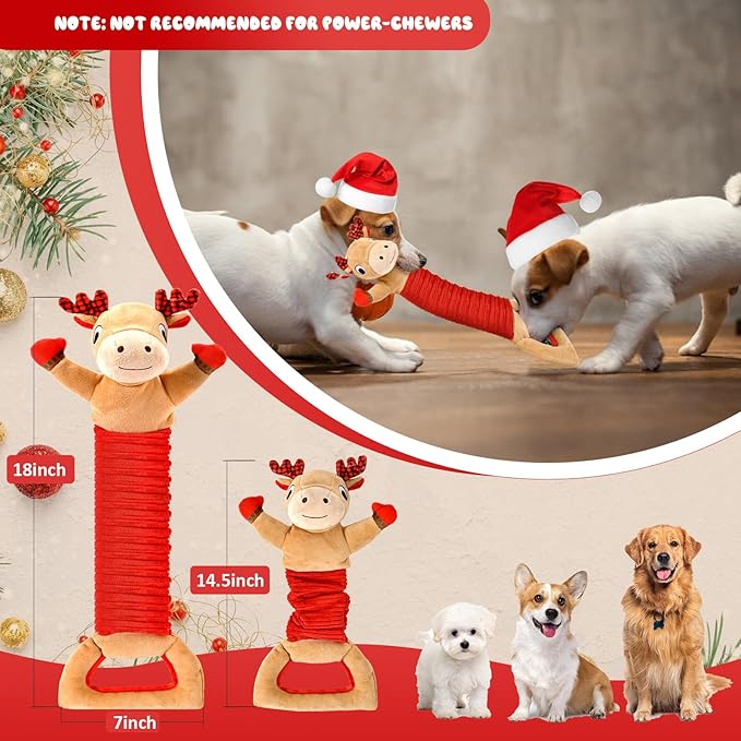 Christmas Dog Toy, Large Dog Toys, Squeaky Dog Toy, Tug of War Toys Dog, Chew Toys, Stuffed Dog Toys for Small/Medium/Large Dogs