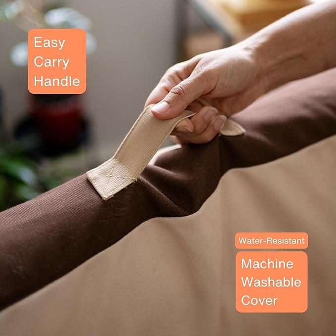 Rawry Orthopedic Dog Bed | Memory Foam Dog Bed with Handle | Water-Resistant, Machine Washable Cover | Floor Cushion for Cats, Dogs & People - Tan/Brown (X-Large - 40" x 30")