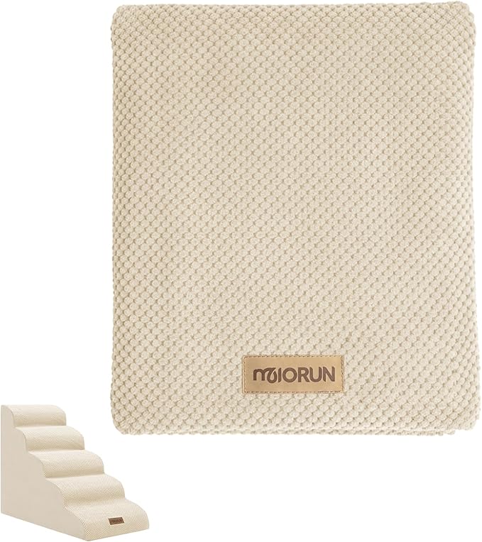 Replacement Cover for Miorun 5-Step Dog Stairs (Cover Only), Machine Washable, Anti-Slip, Fits Curved Dog Ramp for High Bed Up to 26", Beige