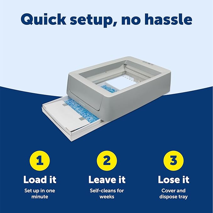 PetSafe ScoopFree Crystal Smart Self-Cleaning Automatic Litter Box - Uncovered Motion-Sensing Cat Box with Integrated Health Counter & App - Includes 1 Disposable Crystal Litter Tray