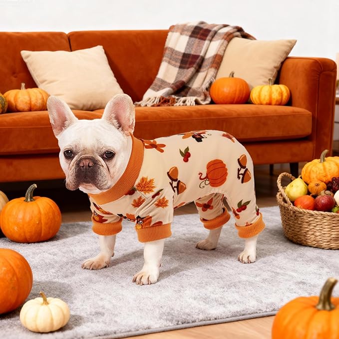 Dog Pajamas Soft Lightweight Dog Onesies Outfit Clothes for Small Medium Large Puppy Pjs for Pet Boys Girls Dogs Cats (XXL (Back: 17.8",Chest: 22.8", Neck: 13"), Turkey)