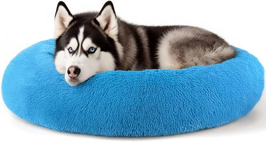 Extra Large Dog Beds, 36 Inch Human Dog Anxiety Relief Squishmallow Comfort Bed, Indestructible & Chew Proof Pet Beds (Light Blue)