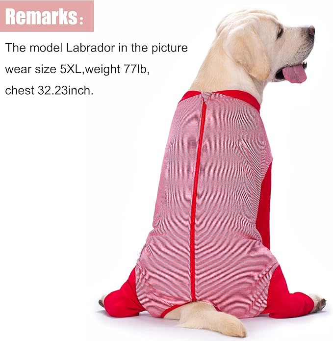 Yeapeeto Dog Onesie Surgery Recovery Suit for Large Medium Bodysuit Dogs Pajamas PJS Full Body for Shedding, Prevent Licking, Wound Protection, Cone Alternative (6X-Large (Pack of 1), Red)