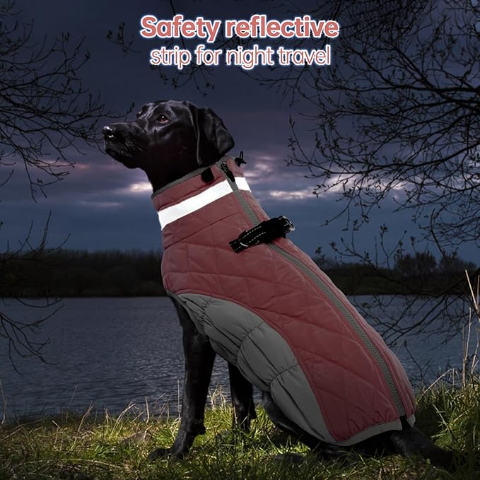 Dog Jackets for Large Dogs, Large Dog Winter Coat, Pet Cold Weather Coats, XXXL Pet Jacket with D-Ring, Waterproof Coat with Back Zipper,Snowsuit Labrador German Shepherd Doberman,Pink,XXXL