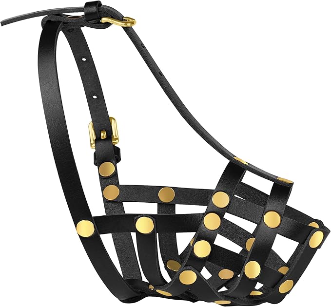 OOPSDOGGY Cocker Spaniel Dog Muzzle for Small Dogs - Leather Breathable Secure Basket Muzzle for Small Medium Breeds Prevents Biting No Chewing Adjustable (Black, Size 1 - Cocker Spaniel)