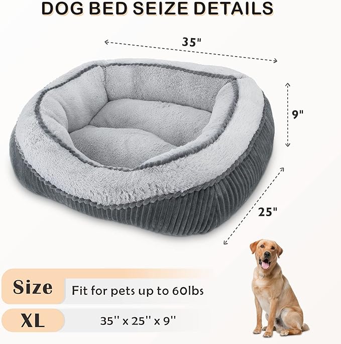 SIWA MARY Dog Beds for Small Medium Large Dogs & Cats. Washable Pet Bed, Orthopedic Dog Sofa Bed, Luxury Wide Side Fancy Design, Soft Calming Sleeping Warming Puppy Bed, Anti-Slip Bottom