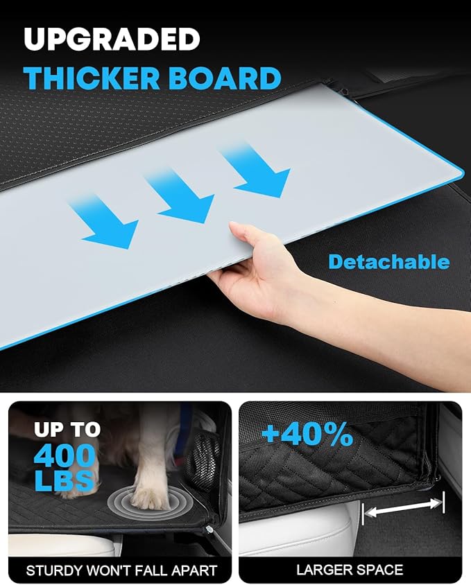 Kohree Dog Car Seat Cover for Medium Dogs, Hard Bottom Dog Car Seat Cover for Back Seat Waterproof 600D Car Hammock for Dogs Pet Back Seat Extender for Cars SUV Truck-Upgraded Version