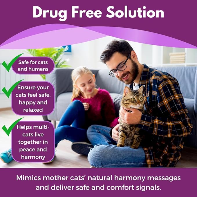 (Compatible with All Common Diffuser Heads) Cat Pheromone Diffuser Refill - 4 Pack Pheromones Refills - 4 Months Supply - Only Refills No Diffuser Head Included