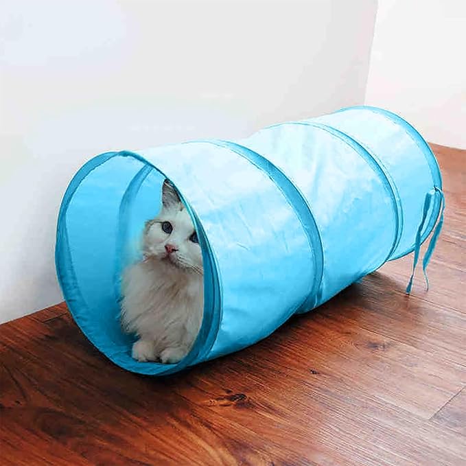 Foldable Spiral Cat Tunnel - Indoor Toy for Small Cats, Kittens, and Rabbits - Tube for Interactive Play and Outdoor Fun - Pet Toy 20" 3 Pcs （Light Pink, Light Green, Sky Blue）