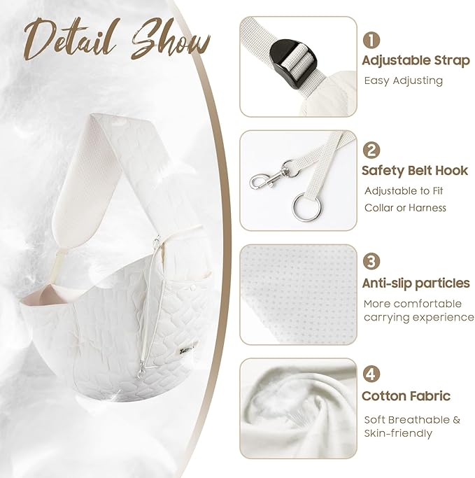 Dog Sling for Small Dogs, Front Dog Sling Carrier, Padded Adjustable Pet Soft Carrier with Adjustable Shoulder Strap, Travel Safety Harness Machine Washable for Small Cats Puppy Outdoor