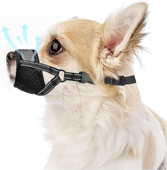 Dog Muzzle for Small Dogs - Soft Nylon Breathable Muzzle for Small Dog with Air Mesh | Adjustable Dogs Muzzles to Prevent Biting | Puppy Mussels for Grooming Barking Chewing Allows Panting Drinking