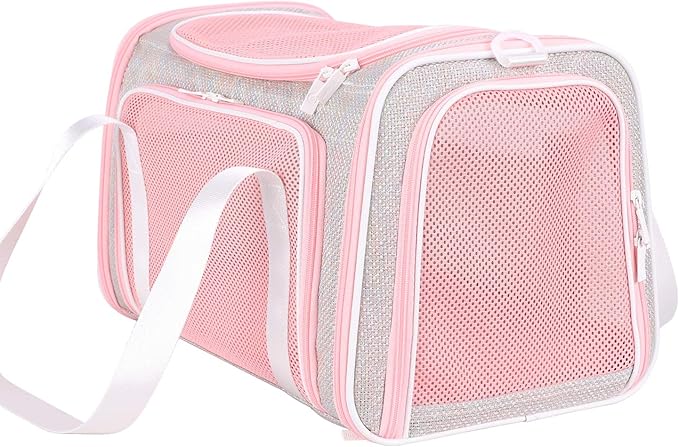 petisfam Soft Cute Travel Pet Carrier Bag for Medium Cats, Kitty and Puppy, Fantasy Pink, M