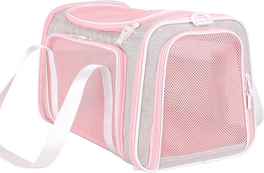 petisfam Soft Cute Travel Pet Carrier Bag for Medium Cats, Kitty and Puppy, Fantasy Pink, M