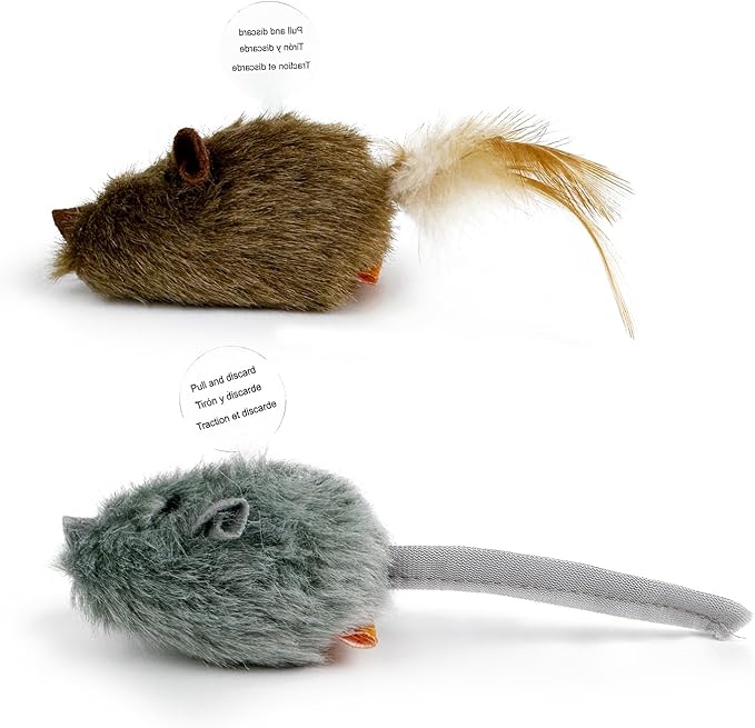 TTcat 2Pcs Catnip Matatabi Silvervine Mice for Cats and Kittens,Interactive Cat Mice Toy,Melody Chaser Cat Play Squeaking Mice.