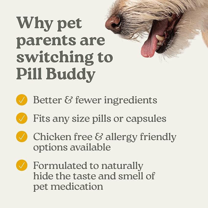 Presidio Pill Buddy Naturals - Chicken Recipe Pill Hiding Treats for Dogs - Make A Perfect Pill Concealing Pocket Or Pouch - 30 Servings