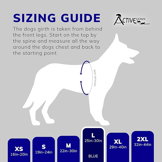 ActiveDogs Full Service Dog Kit - Large Blue - Service Vest Harness with Handle, ID Holder, ADA Cards, Medical Alert Keychain, Leash & Patches
