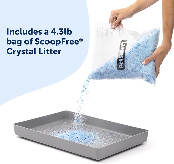 PetSafe ScoopFree Reusable Tray with Crystal Litter - Reduces Waste - Durable Plastic Litter Insert - Fast-Acting Odor Control - Easy to Clean - Self-Cleaning Litter Box Compatible