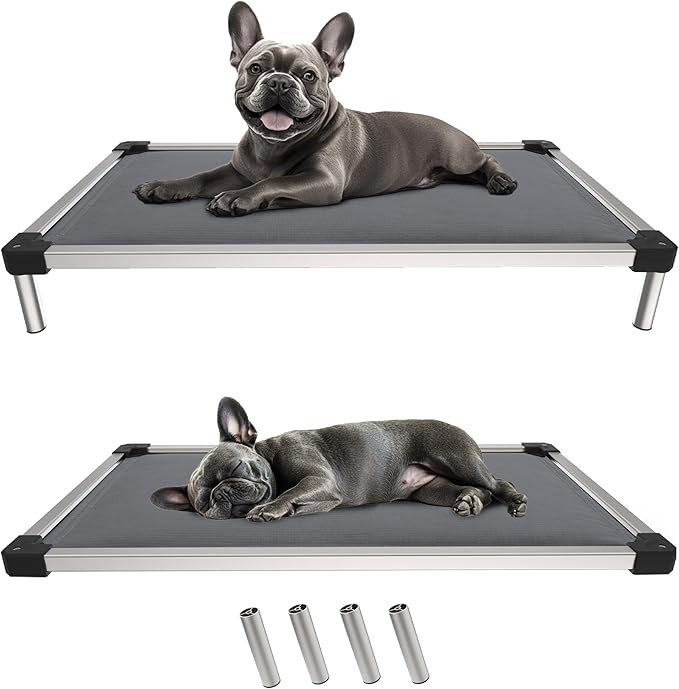 FXW TitanNest Chew-Proof Elevated Dog Bed, Raised Cot for Indoor/Outdoor/Camping Use, Durable & Washable Padded Pet Bed for Extra-Small Dogs, 30.0" L x 22.0" W x 4.5" H, Gray