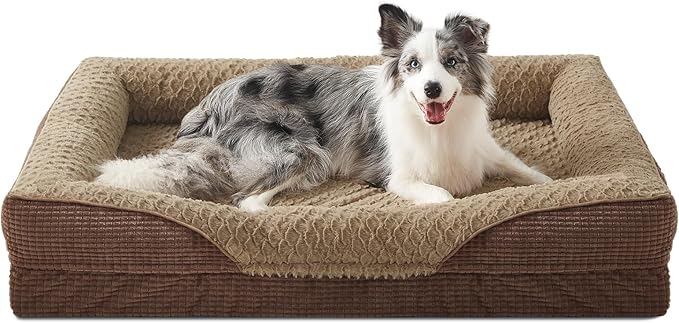 INVENHO Orthopedic Large Dog Bed, Washable Egg-Crate Memory Foam Dog Couch Bed with Washable Removable Cover, Waterproof Lining and Nonskid Bottom