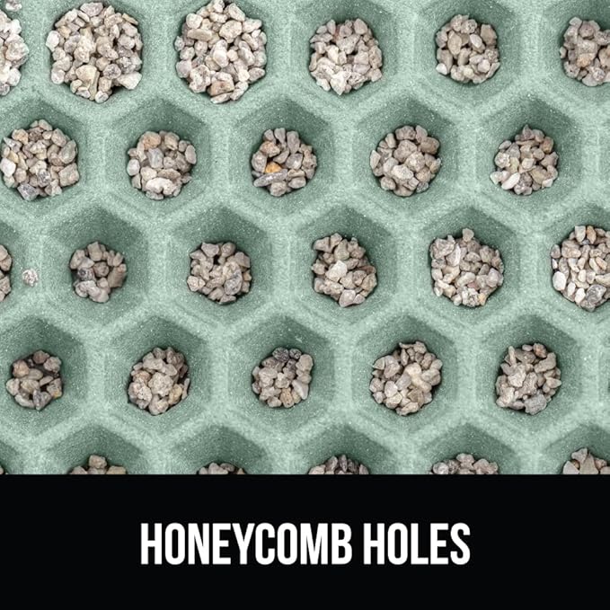 GORILLA GRIP Honeycomb Cat Litter Box Mat, 35x24 Two Layer Trapping Waste Mats, Soft On Paws, Litter Box Supplies and Essentials for Indoor Cats, Traps Excess, Water Resistant for Floors, Sage