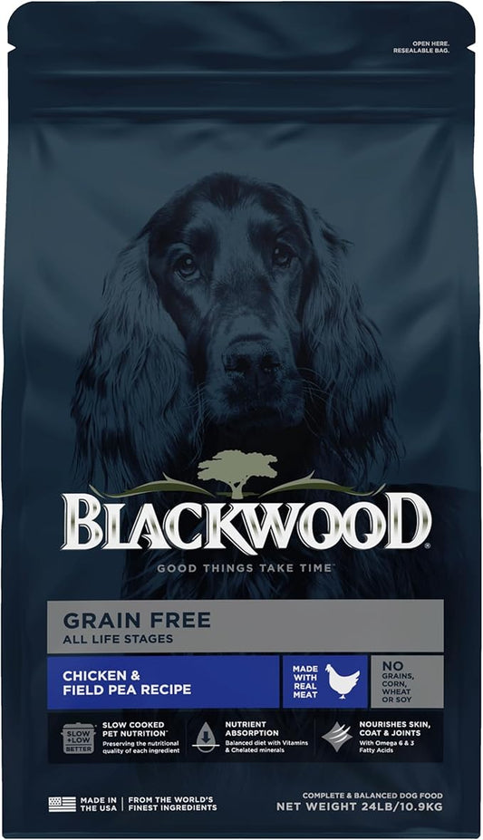 Blackwood Grain Free Dry Dog Food, Chicken & Field Pea Recipe, 24 Pound Bag for All Life Stages, Slow Cooked with Vitamins & Minerals for a Balanced Diet