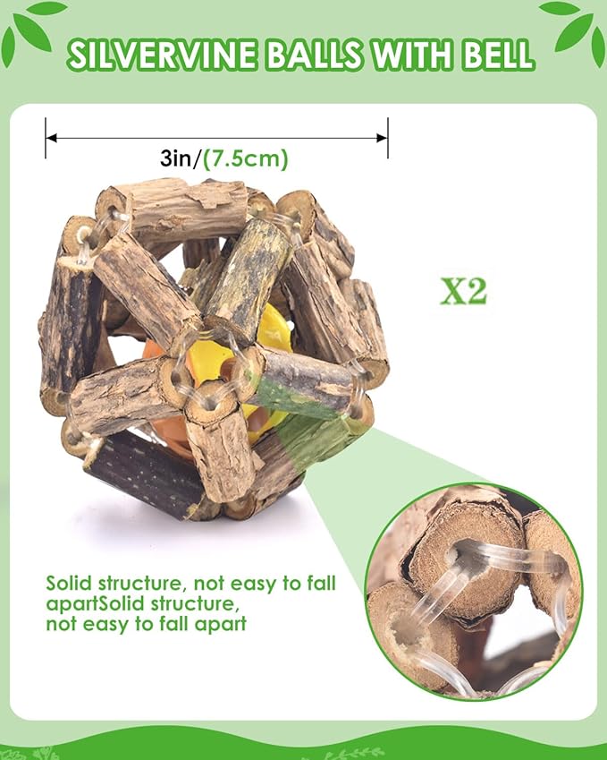 TINDTOP Cat Chew Toys, 12 Pack Silvervine Chew Sticks with 2 Pack Cage Balls for Kittens Teeth Cleaning, Matatabi Dental Care, Increase Appetite, Aggressive Chewers Cat Dental Toy