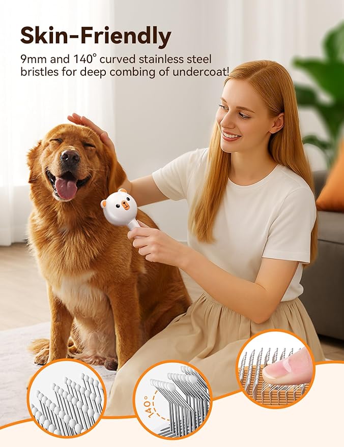 Pet Steam Brush for Dogs & Cats, Brushes for Indoor Cats with Release Button, Dual Speed Spray USB Rechargeable Grooming Supplies, Dog Brush for Shedding Suitable for All Long- and Short-haired Pets