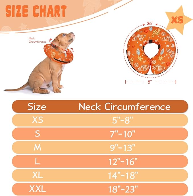 Inflatable Dog Cone Collar for After Surgery, Dog Donut Collar After Surgery, Soft Pet Cone for Small Medium Large Dogs to Stop Licking