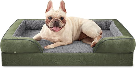 INVENHO Orthopedic Medium Dog Dogs, Egg-Crate Foam Dog Couch with Washable Removable Cover, Waterproof Lining and Nonskid Bottom