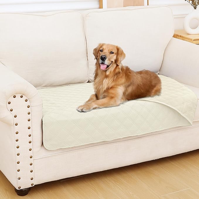 Smiry Waterproof Dog Blanket, Reversible Dog Bed Cover Pet Blanket, Soft Pet Couch Covers for Sofa Washable, Bed Couch Sofa Furniture Protector for Puppy Cat Kids (30"x53", Beige/Beige)