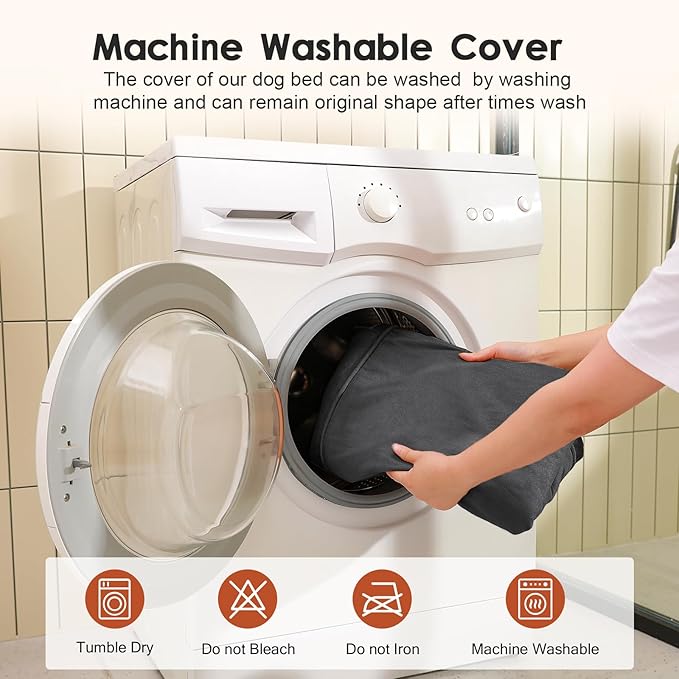 Orthopedic Dog Bed Medium Size Dog, Inch Memory Foam Pet Bed for Small and Medium Dogs, Removable and Washable Microsuede Cover, TPU Waterproof Liner, Nonskid Bottom, 30x20x6 Inches, Dark Grey