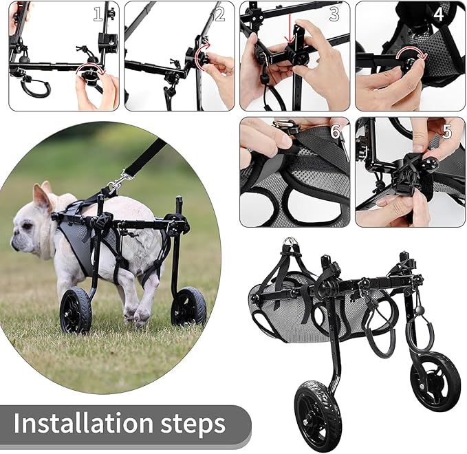 Dog Wheelchair for Back Legs, Light Weight Dog Wheelchair Cart with Disabled Hind Legs Walking, Adjustable