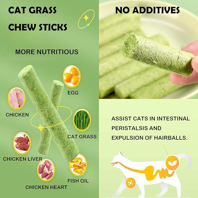 Cat Toys 24Pack Cat Grass Treat Catnip Toy with Silvervine for Indoor Kitten Toys Wood Cat Chew Rope Kitten Grass Stick for Teeth Cleaning Cat Snack for Kitty Cat Nip Dental Care Cat Self Play