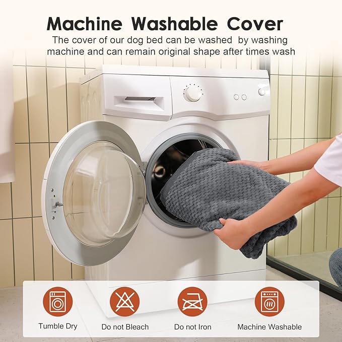 Orthopedic Dog Beds Large Sized Dog, Memory Foam Pet Bed for Large Dogs, Washable Removable Cover, Nonskid Bottom, Waterproof, 44x32x6 Inches, Dark Grey