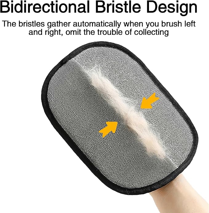 3 Pack Pet Hair Removal Gloves - Reusable Electrostatic Pet Hair Remover Glove for Cats & Dogs, Double-Sided Magic Grooming Glove for Furniture, Car Seats, Carpets & Clothing (3Pcs-Black)