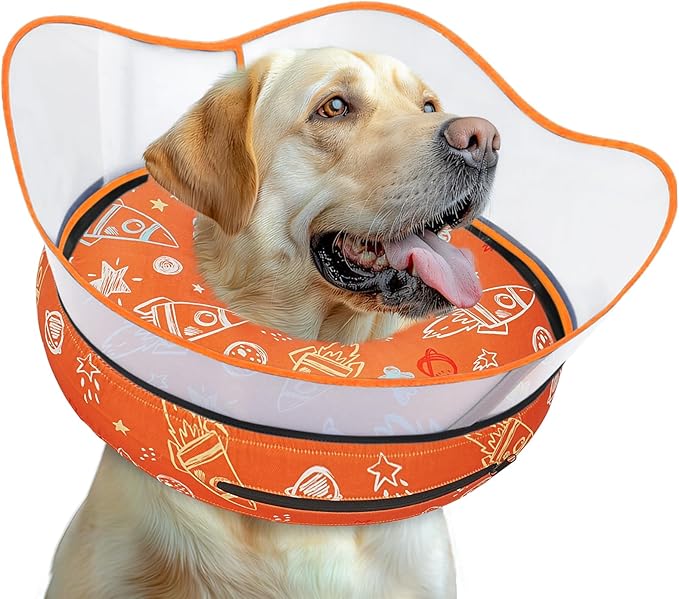 Elevated Inflatable Dog Cone Collar to Stop Licking, Doggie Donut Collar After Surgery, Soft Dog Cone Alternative for Small Medium Large Dogs