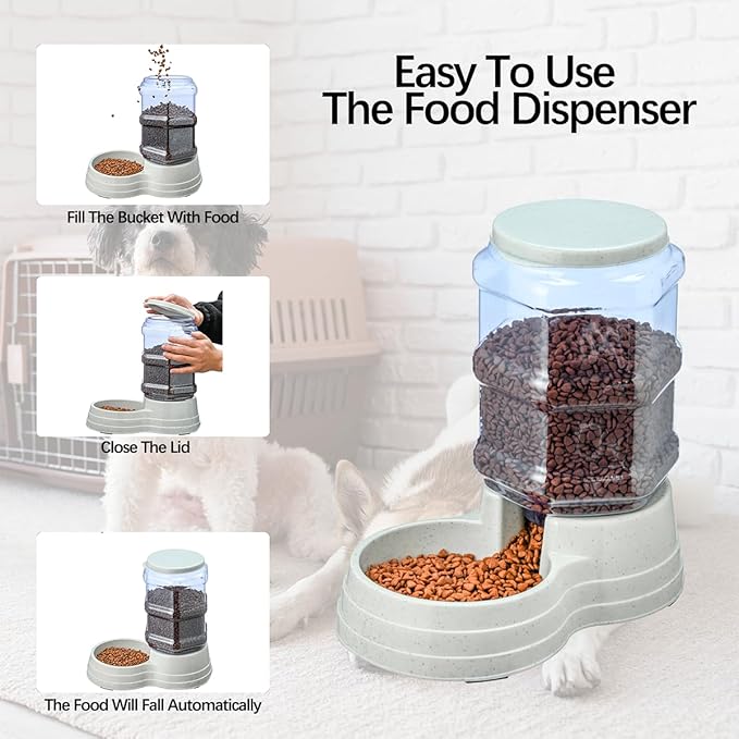 3 Gallon Gravity Large Dog Food Feeder,11L Automatic Pet Feeder, Dog Food Dispenser for Large Breed