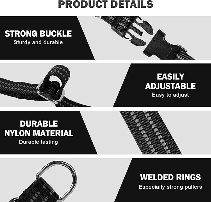 Hikiko Martingale Collar for Dogs Reflective Nylon Dog Collar with Quick Release Buckle Adjustable Training No Slip Dog Collar (X-Large, Black)