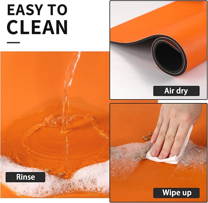 Pet Feeding Mat - Absorbent Dog Mat for Food and Water, No Stains Cat Bowl Mat, Easy to Clean Pet Placemats, Quick Dry Dog Water Dispenser Mat for Messy Drinkers | Paw Orange 16"x 24"