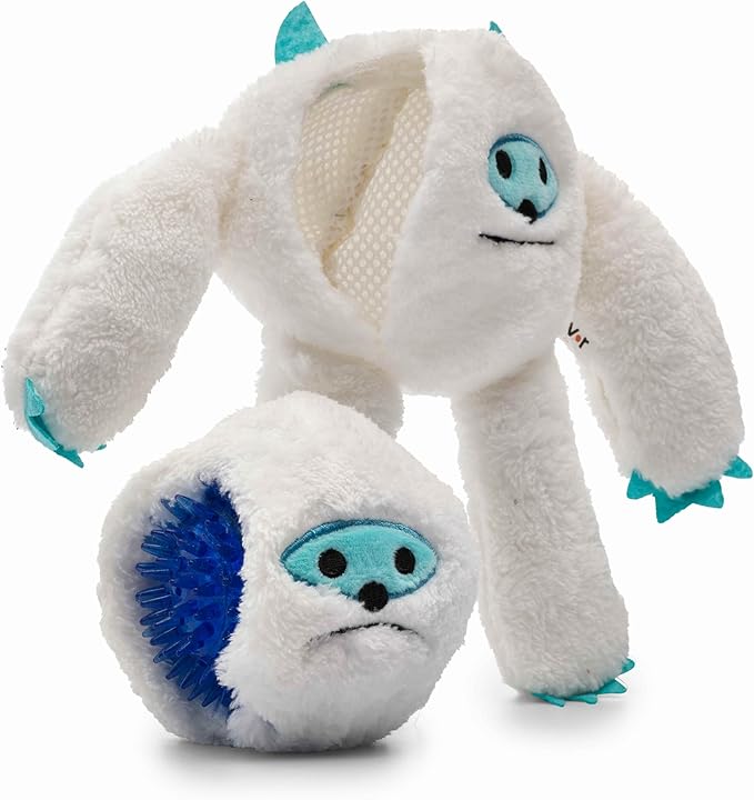 Flourish Pets 3-in-1 Multi-Layer Dog Toys for Aggressive Chewers | Non-Toxic BPA Free Double Stitched Soft Fabric Exterior | Long-Lasting Dog Plush Toys Small Yeti 8"