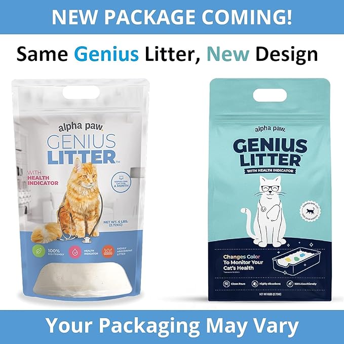 Genius Litter Health Indicating Cat Litter with Non-Clumping Lightweight Color Changing Silica Gel Crystals As Seen on Shark Tank, Non Clumping, Super Absorbent Odor Control (3 Bag (18lb))