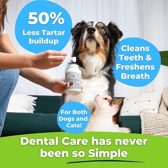 Tartar Shield DentaTabs | Dog & Cat Dental Mouthwash Water Additive Powder | Fights Tartar Plaque & Bad Breath Cleans Teeth & Gums | Natural Pet Oral Health Support | Hypoallergenic & Calorie-Free