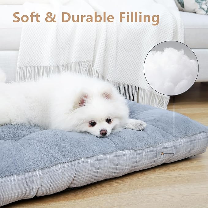 MIHIKK Washable S Dog Bed for Small Dogs with Anti-Slip Bottom, Premium Foam Pet Pad for Crate for Large Medium Small Sized Puppies, 23" x 18" Gray