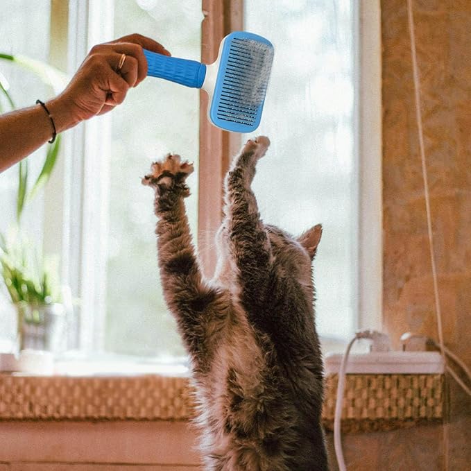 Pet Cleaning Deshedding Brush,Pet Hair Removal Brush for Shedding Massaging Grooming for Small Dogs,Cats,Rabbits(blue)