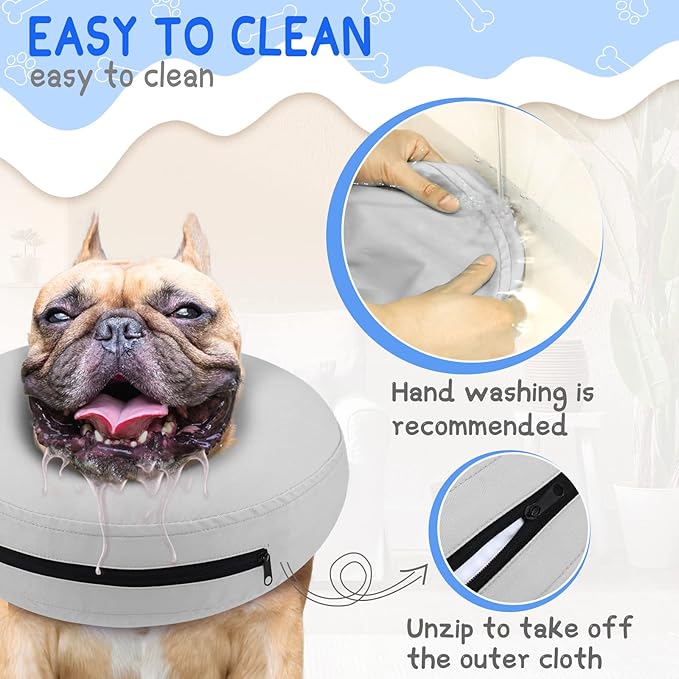 Supet Inflatable Dog Cone Collar Alternative After Surgery, Dog Neck Donut Collar Recovery E Collar for Neuter, Soft Pet Cone for Small Medium Large Dogs