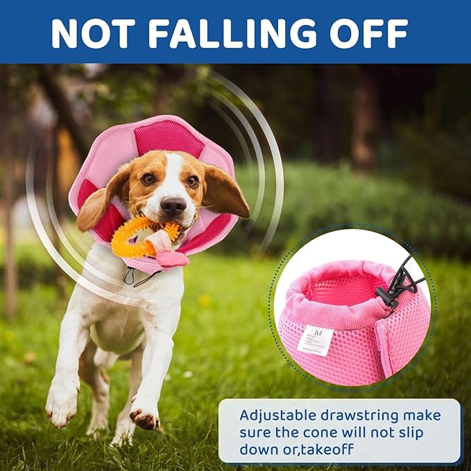 SUNFURA Dog Cone - Soft Cone for Dogs to Stop Licking, Pet E-Collar Alternative After Surgery, Adjustable Pet Recovery Collar for Wound Healing, Pink Large